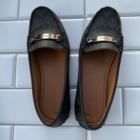 COACH Olive Signature Embossed Canvas Flat Loafers Black/Gray Brand New Sz 6B - Picture 9 of 16